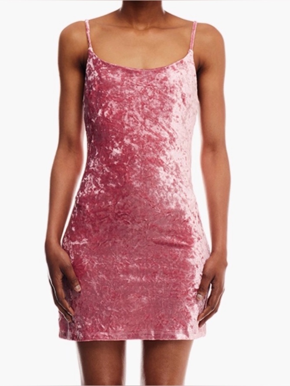 Forever 21 XS Pink Crushed Velvet Mini Dress Slip Bodycon Whimsigoth Fairy Y2K